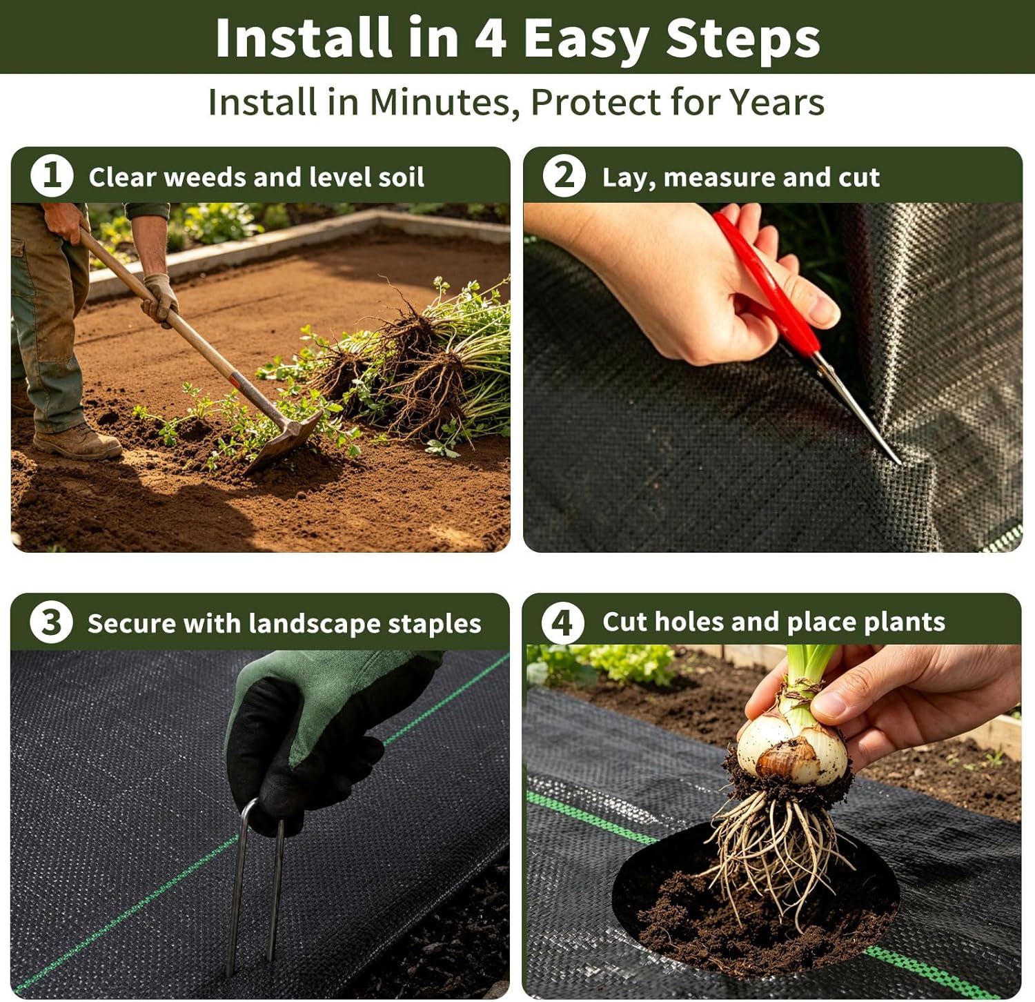 EXTRAEASY 6.5ft x 300ft Weed Barrier Fabric, Heavy Duty Landscape Fabric, 3.2oz Weed Control Fabric, Tear-Resistant Weed Blocker Ground Cover for Garden, Gravel, Driveway, Flower Bed