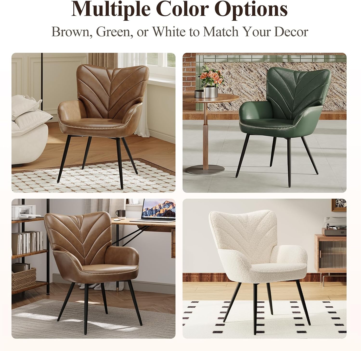 MALOL Mid-Century Modern Beige Sherpa Accent Chair, Upholstered Armchair for Living Room/Bedroom/Reading Corner, Curved Back & Padded Seat, High-Density Cushion, Metal Legs, Soft Cozy Fabric