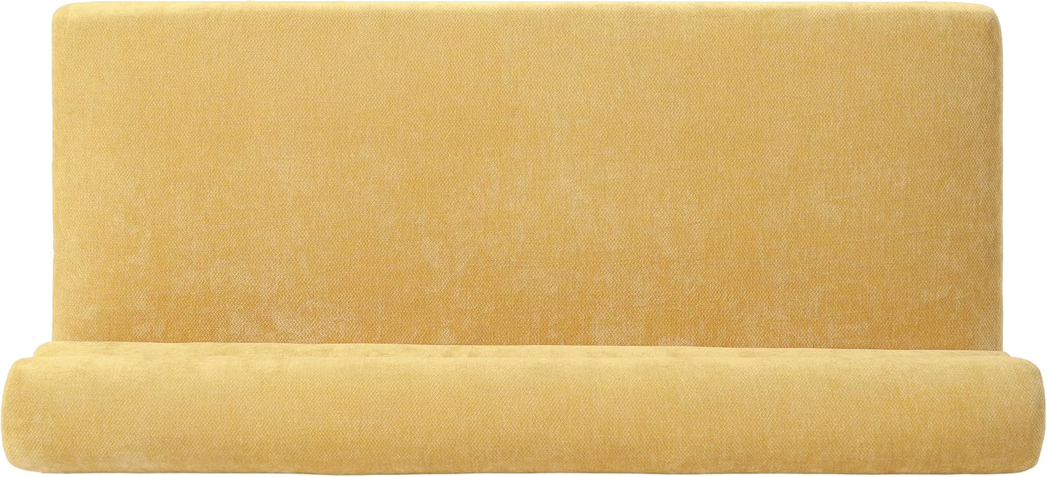 Christopher Knight Home Wally Fabric Upholstered Dining Bench, Long Dining Room Chair, Wooden Entryway Bench, Bedroom End of Bed Bench, Yellow+Natural