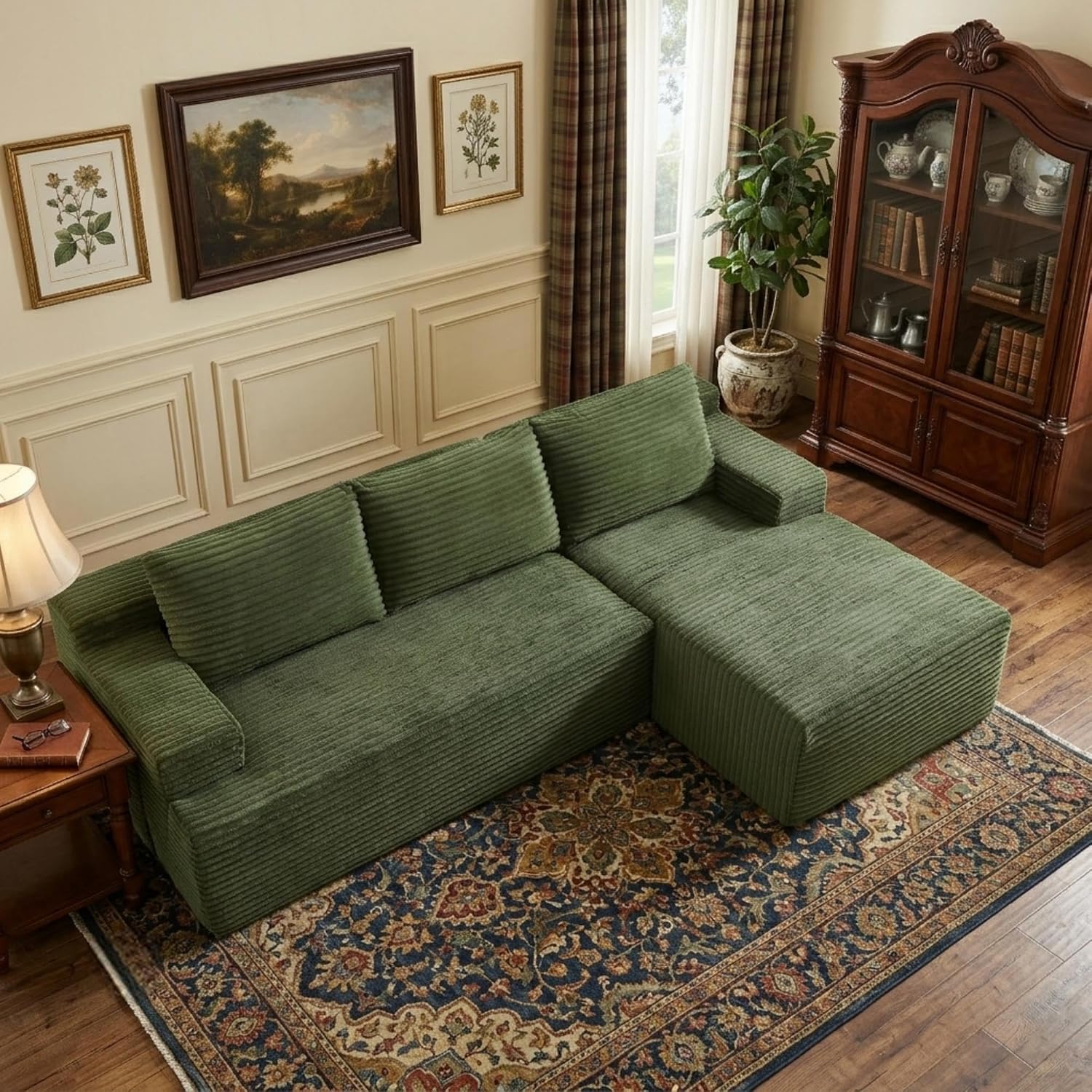 96' Right Facing Sectional Sofa Boneless Couches for Living Room - L Shaped Compressed Cloud Couch with Deep Seat in A Box