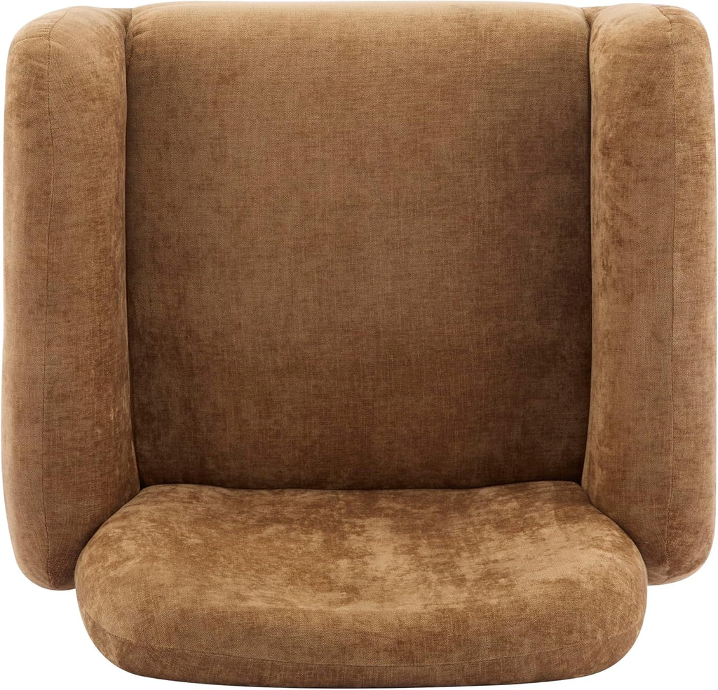 Christopher Knight Home Audrey Modern Upholstered Accent Chair, Low Profile Lounge Chair Inddor, Wooden Comfy Reading Chair, Soft Seating Single Lounge Sofa, Tan Brown