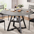 Jocoevol Round Dining Table for 4,Kitchen Dining Room Circle Dinner Pedestal Table,Space Saving Wood Kitchen & Dining Room Furniture (Grey, 47In)