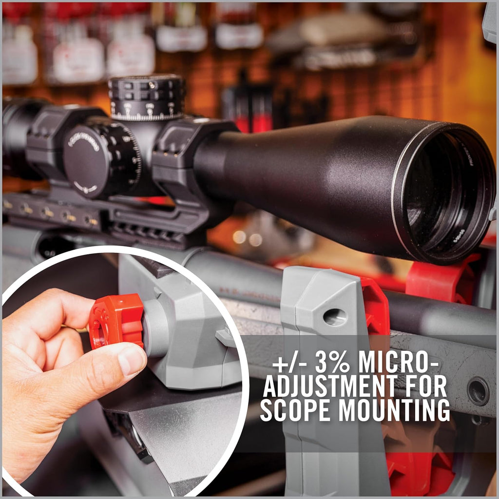 Real Avid Master Gun Workstation Up to 18.3' of Travel One-Hand Quick Adjustable Clamping, Non-Marring Form-Fitting Yokes Vise Ideal for Gun Cleaning & Maintenance w/Leveling Knob for Scope Mount