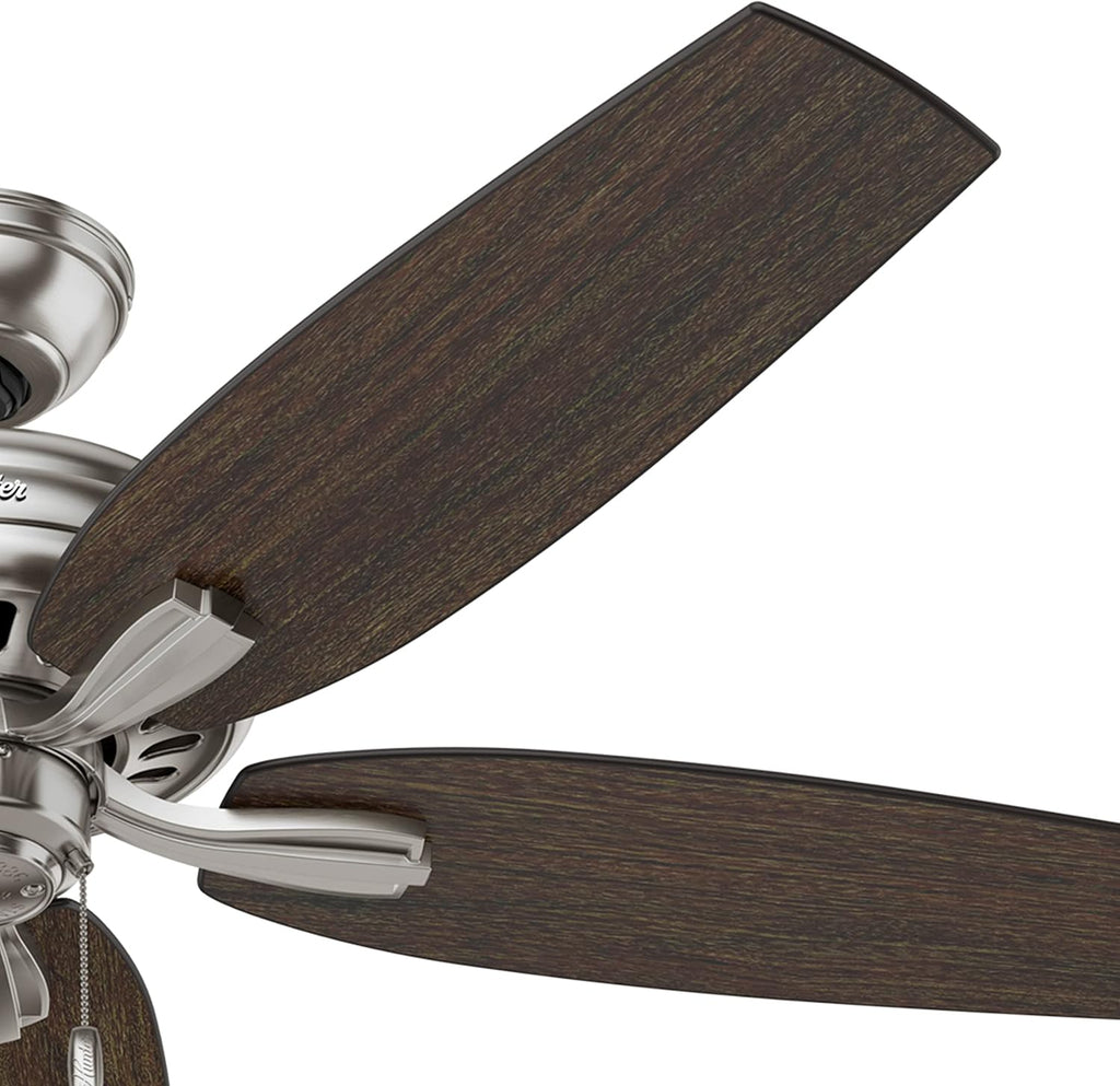 Hunter Fan 52 inch Ceiling Fan in Brushed Nickel with 5 Dark Walnut Reversible Blades (Renewed) (Brushed Nickel)