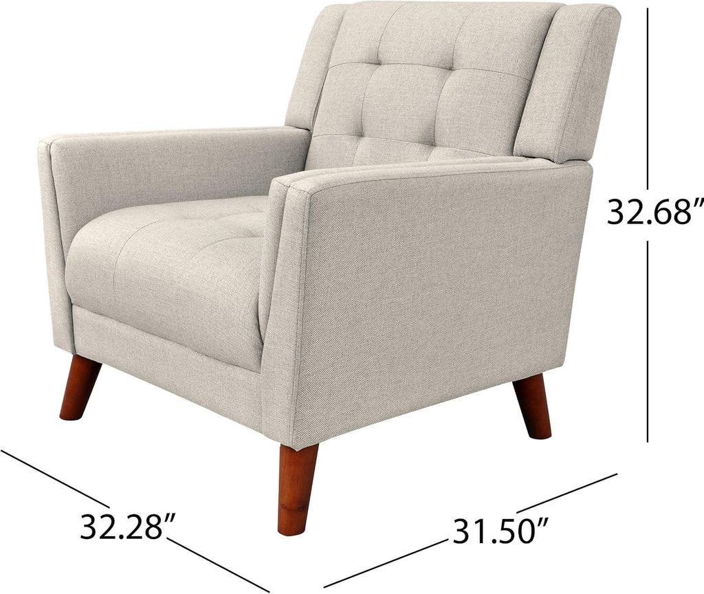 Christopher Knight Home Evelyn Mid Century Modern Fabric Arm Chair, Beige & Walnut (305538