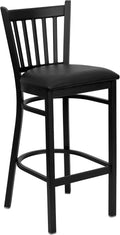 Flash Furniture HERCULES Series Black Vertical Back Metal Restaurant Barstool - Black Vinyl Seat (Pack of 1)