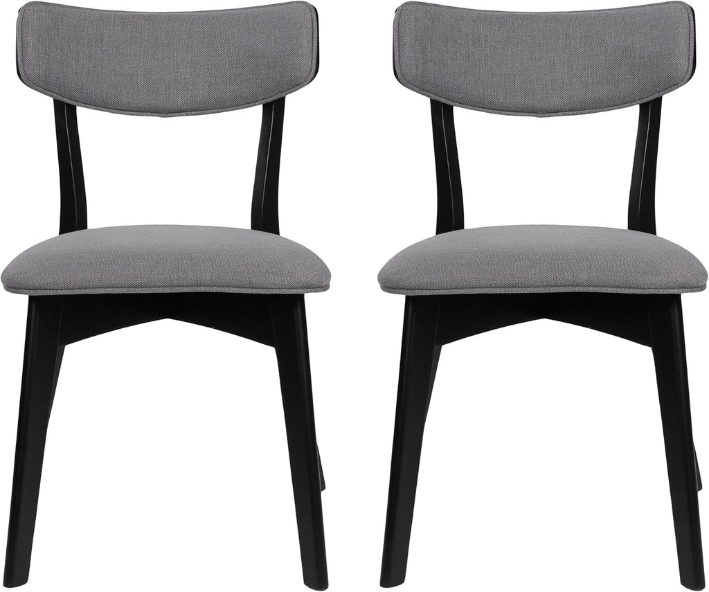 Chazz Upholstered Dining Chairs- Dark Gray/Matte Black (Set of 2)