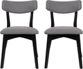 Chazz Upholstered Dining Chairs- Dark Gray/Matte Black (Set of 2)