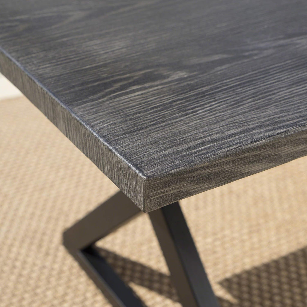 Christopher Knight Home Rolando Outdoor Aluminum Dining Table with Steel Frame, Grey / Black