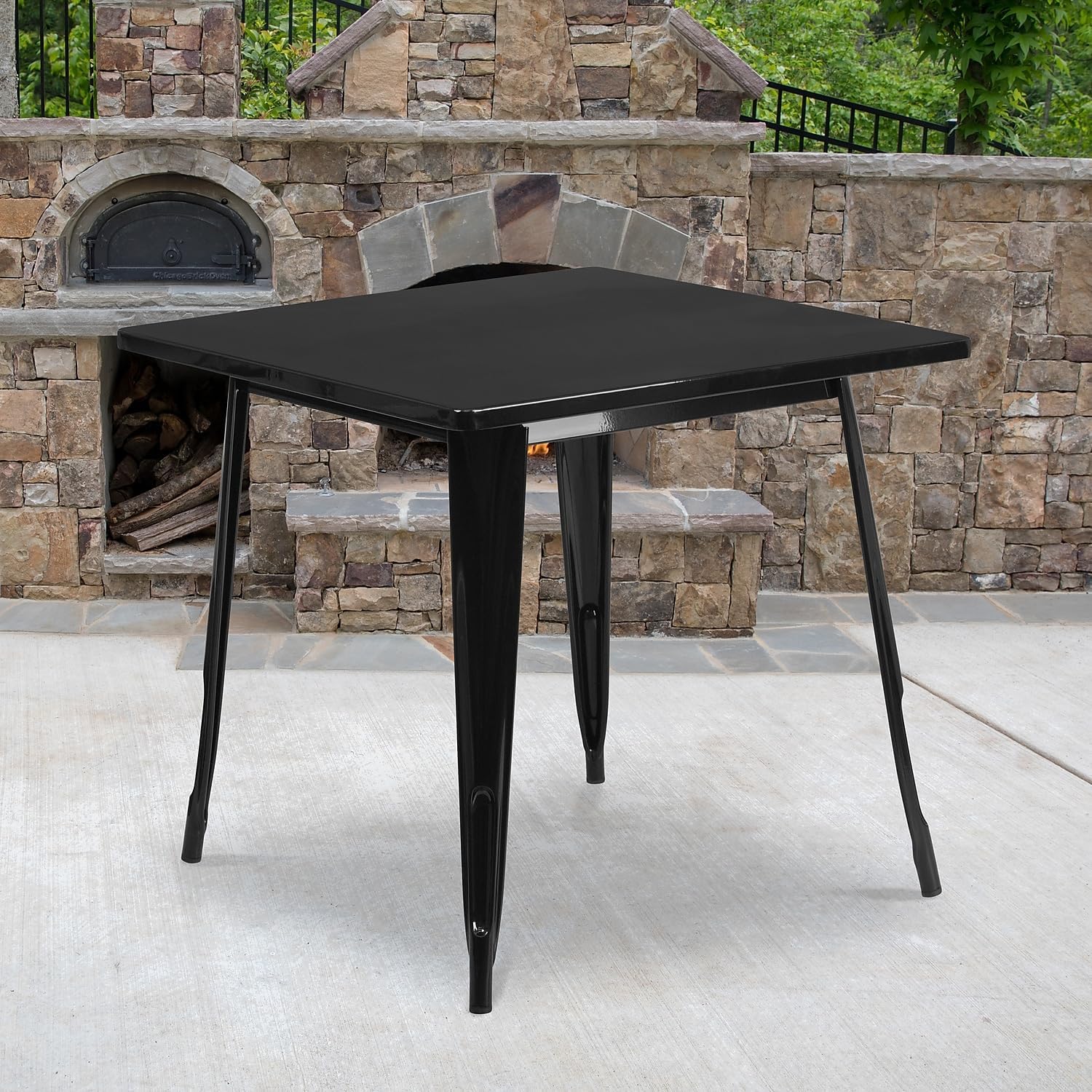 Flash Furniture Felix Commercial Grade 31.5' Square Black Metal Indoor-Outdoor Table