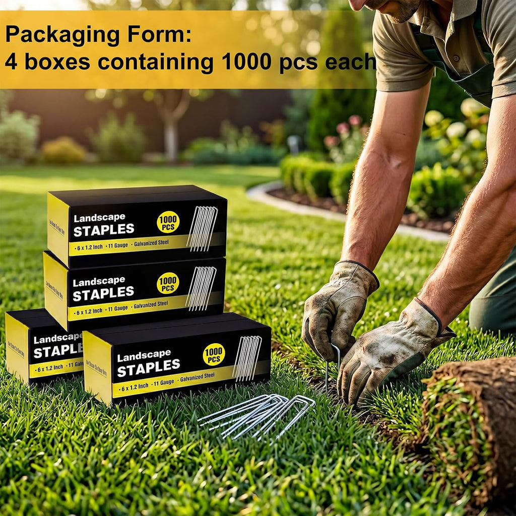 4000 Pack 6 Inch Landscape Staples Bulk, Galvanized Garden Stakes 11 Gauge U-Shaped Pins Tent Stakes Yard Ground Staples for Landscaping Fabric, Lawn, Turf, Fence, Plant Cover, Irrigation