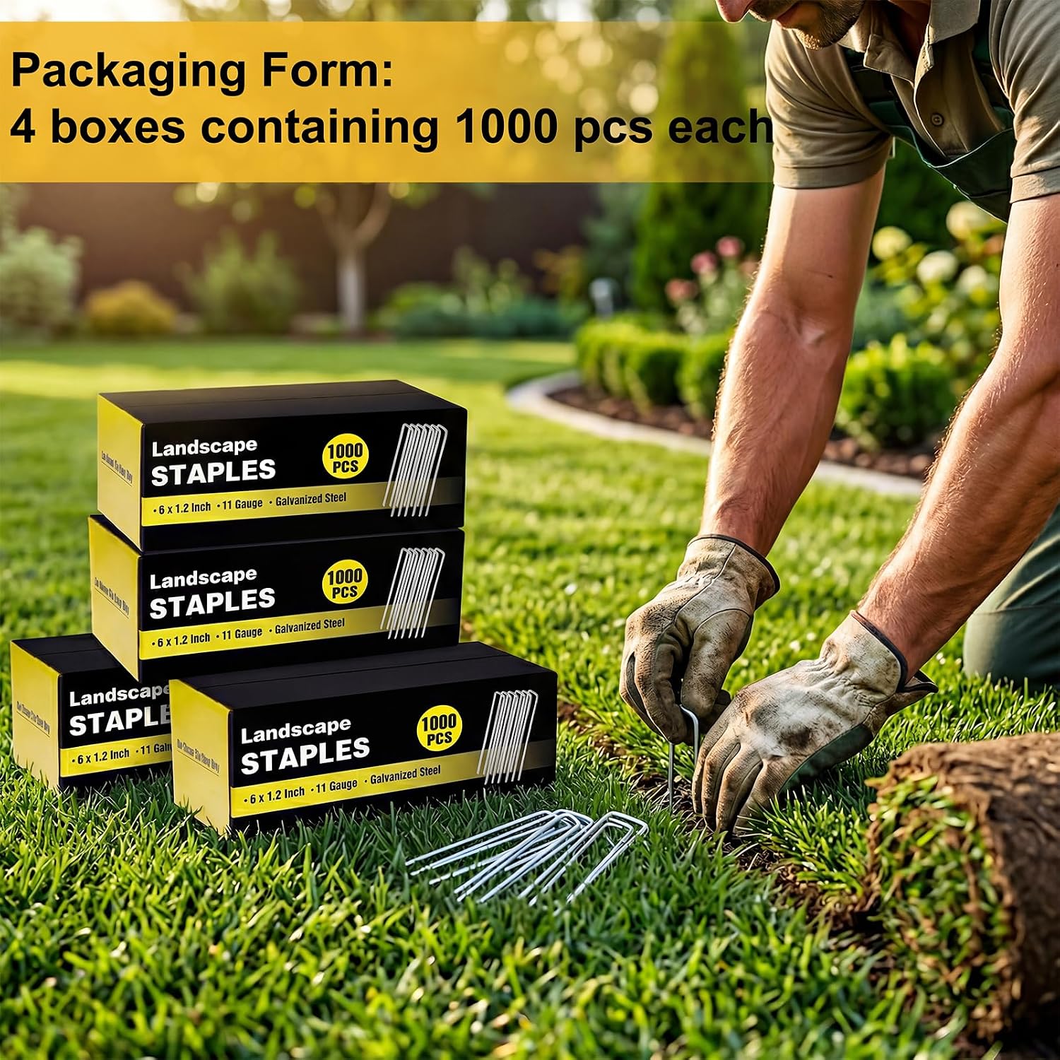 4000 Pack 6 Inch Landscape Staples Bulk, Galvanized Garden Stakes 11 Gauge U-Shaped Pins Tent Stakes Yard Ground Staples for Landscaping Fabric, Lawn, Turf, Fence, Plant Cover, Irrigation