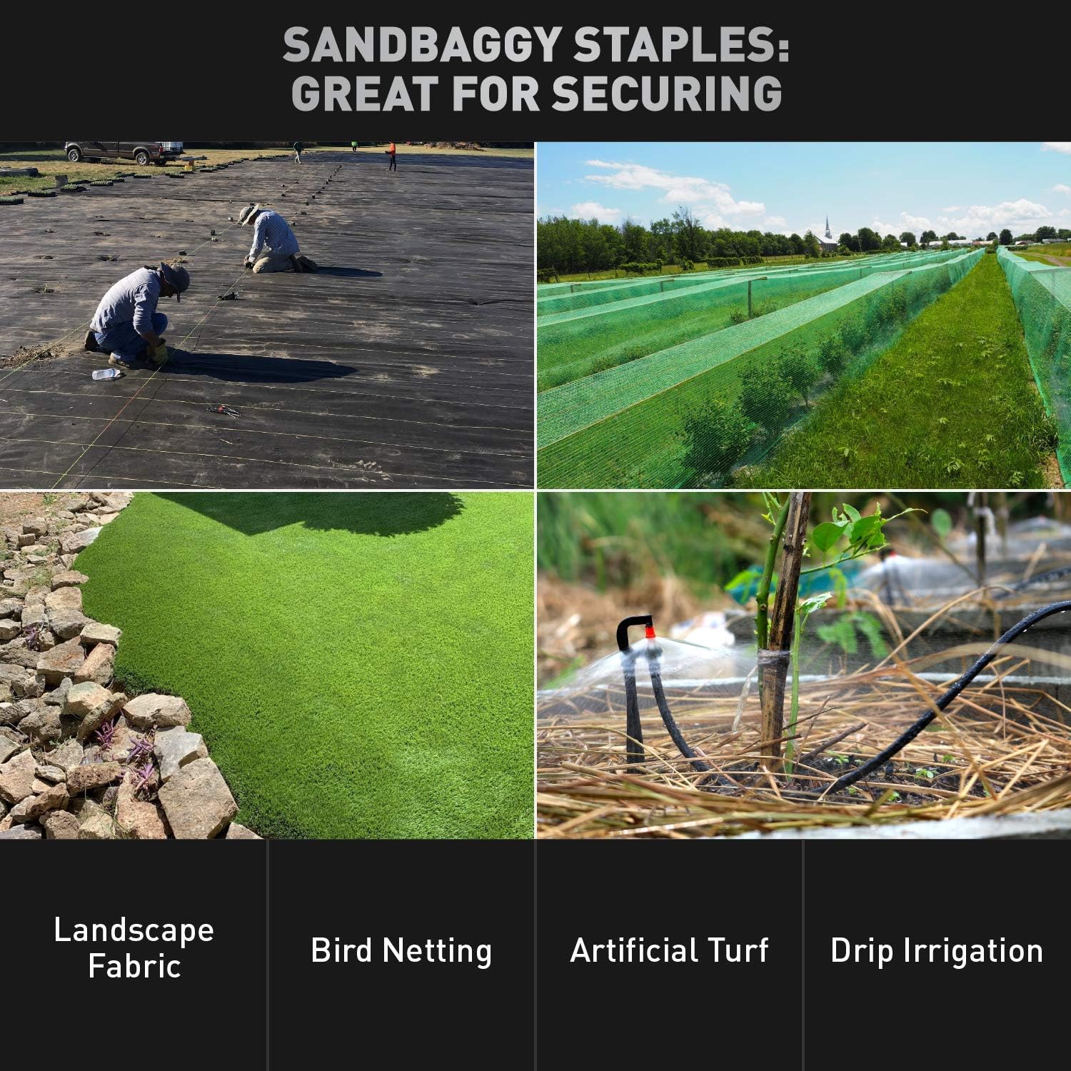 Sandbaggy 8 Inch Long x 2 Inch Wide Extra Wide Landscape Staples~ Fabric Pins Garden Ground Cover Stakes (500 Staples)