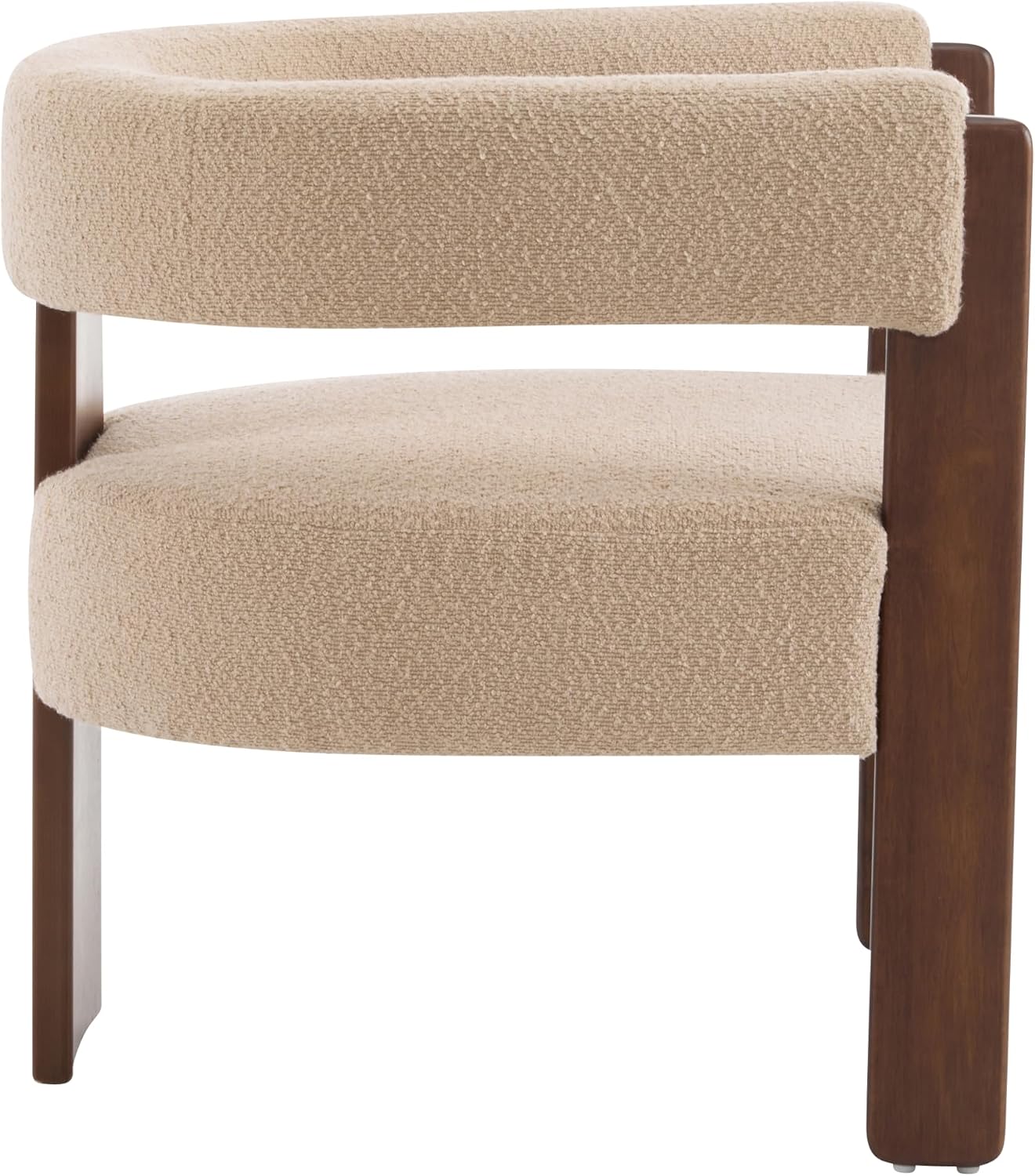 Christopher Knight Home Nettie Modern Accent Chair for Living Room, Boucle Fabric Single Lounge Sofa Chair with Wooden Frame, Comfy Reading Chair for Bedroom, Lounge Armchair with Cushion, Dark Beige