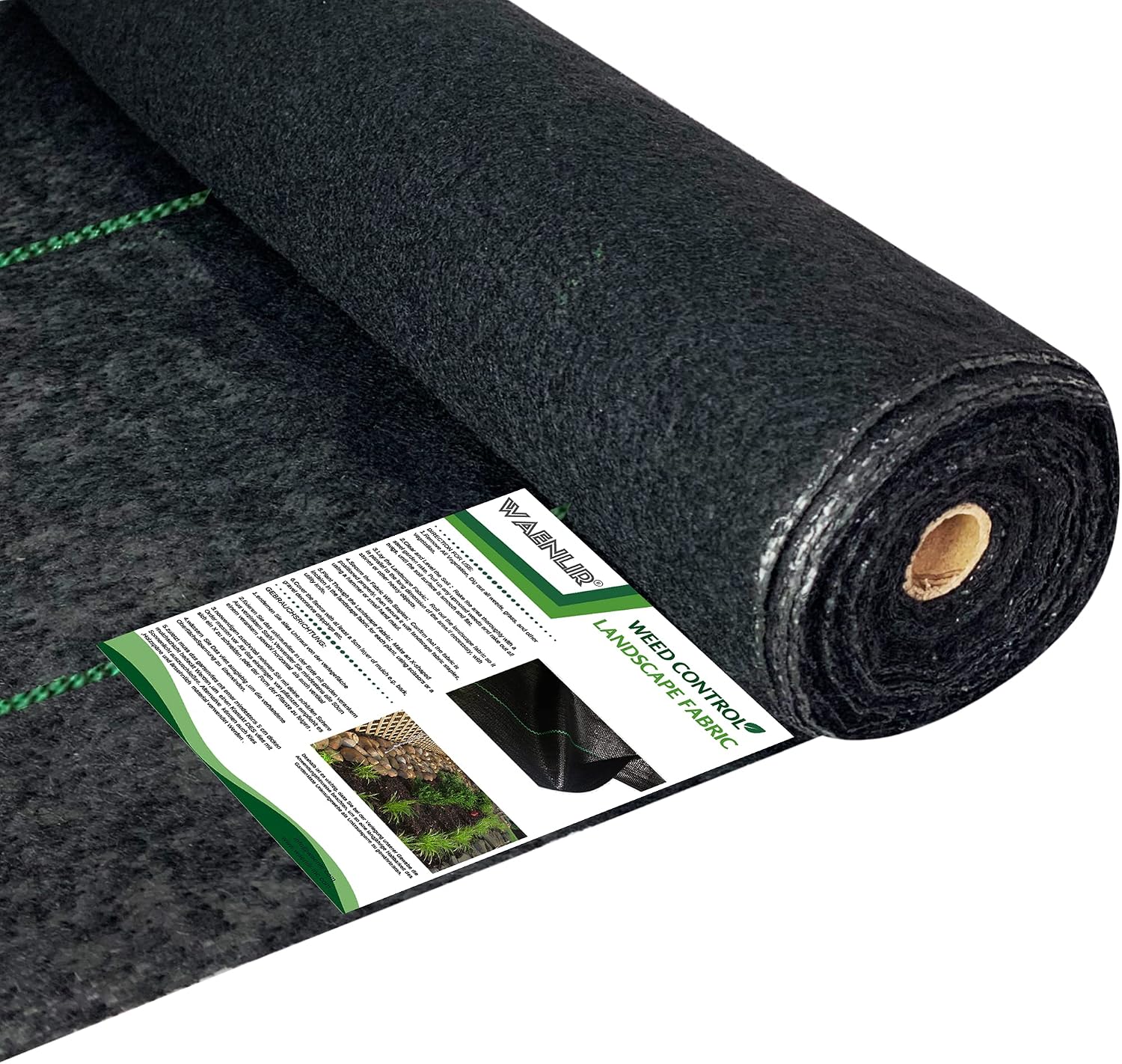 WAENLIR 5.8oz 5FT x 250FT Heavy Duty Landscape Fabric Weed Barrier Premium Woven Ground Cover Roll, UV Resistant&Tear-Proof, Ideal for Garden Beds, Walkways, Patios, Greenhouses, Outdoor Landscaping