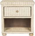 SAFAVIEH Home Collection - Adira Natural White Wash Wicker 1-Drawer Nightstand Accent Table, Coastal Boho Bedroom Storage Furniture with Shelf, 22.1'W x 16.5'D x 22.1'H (SEA8002A)