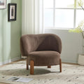 Christopher Knight Home Lily Solid Wood Wingback Accent Chair, Fabric Upholstered Club Chair, Curved Backrest Single Sofa, Comfy Reading Lounge Chair for Living Room, Soft Cushion Seating, Dark Brown