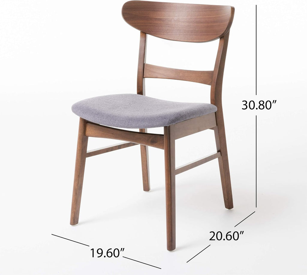 Christopher Knight Home Frances Mid-Century Modern Dining Chairs (Set of 4), 100% Polyester and Rubber Wood, Dark Gray, Walnut