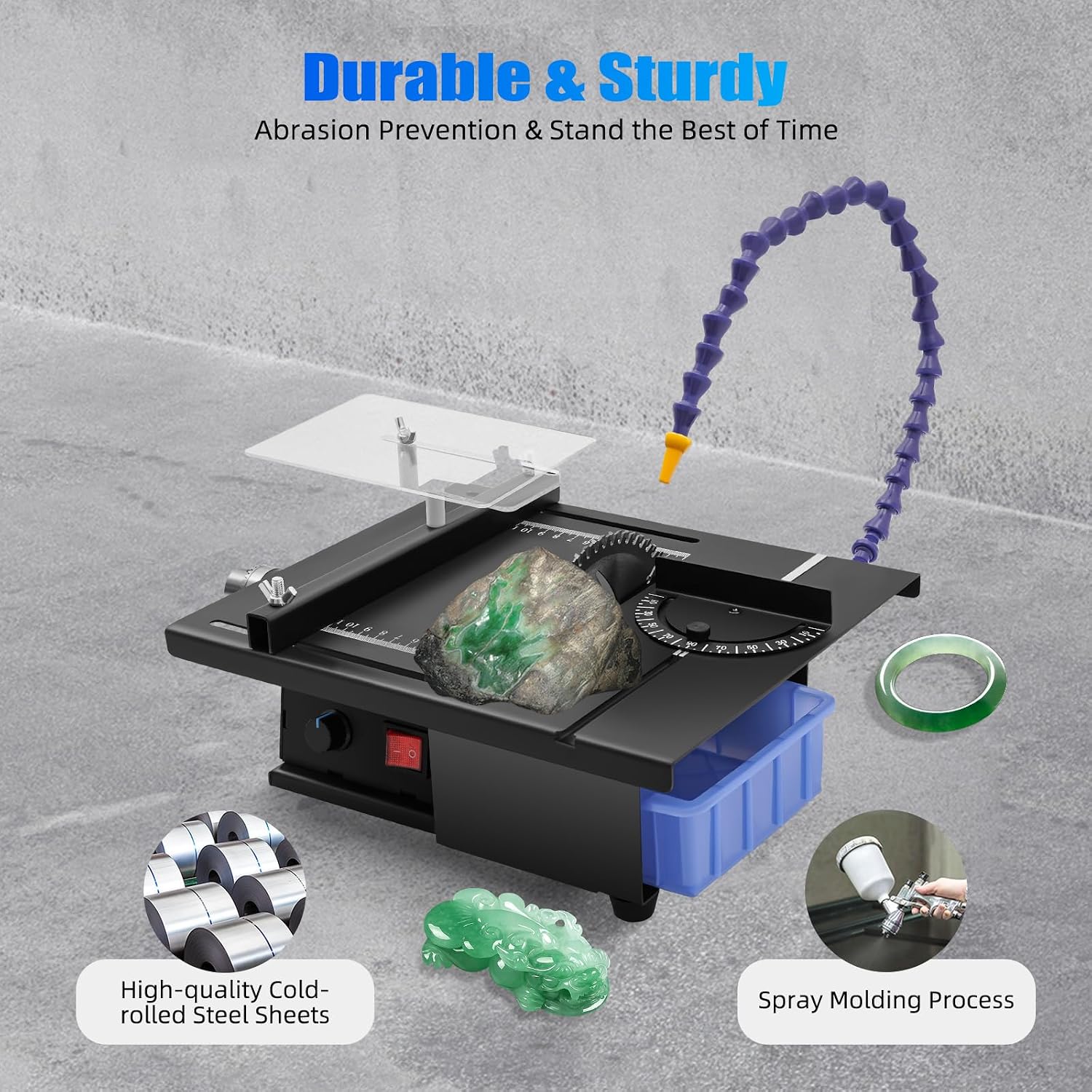 Rock Saw for Cutting Rocks, 1850w Jewelry Polisher Grinder, Adjustable 0-10000rpm Lapidary saw with Cooling System Cold-Rolled Steel Construction for Gem, Jade, Woodworking