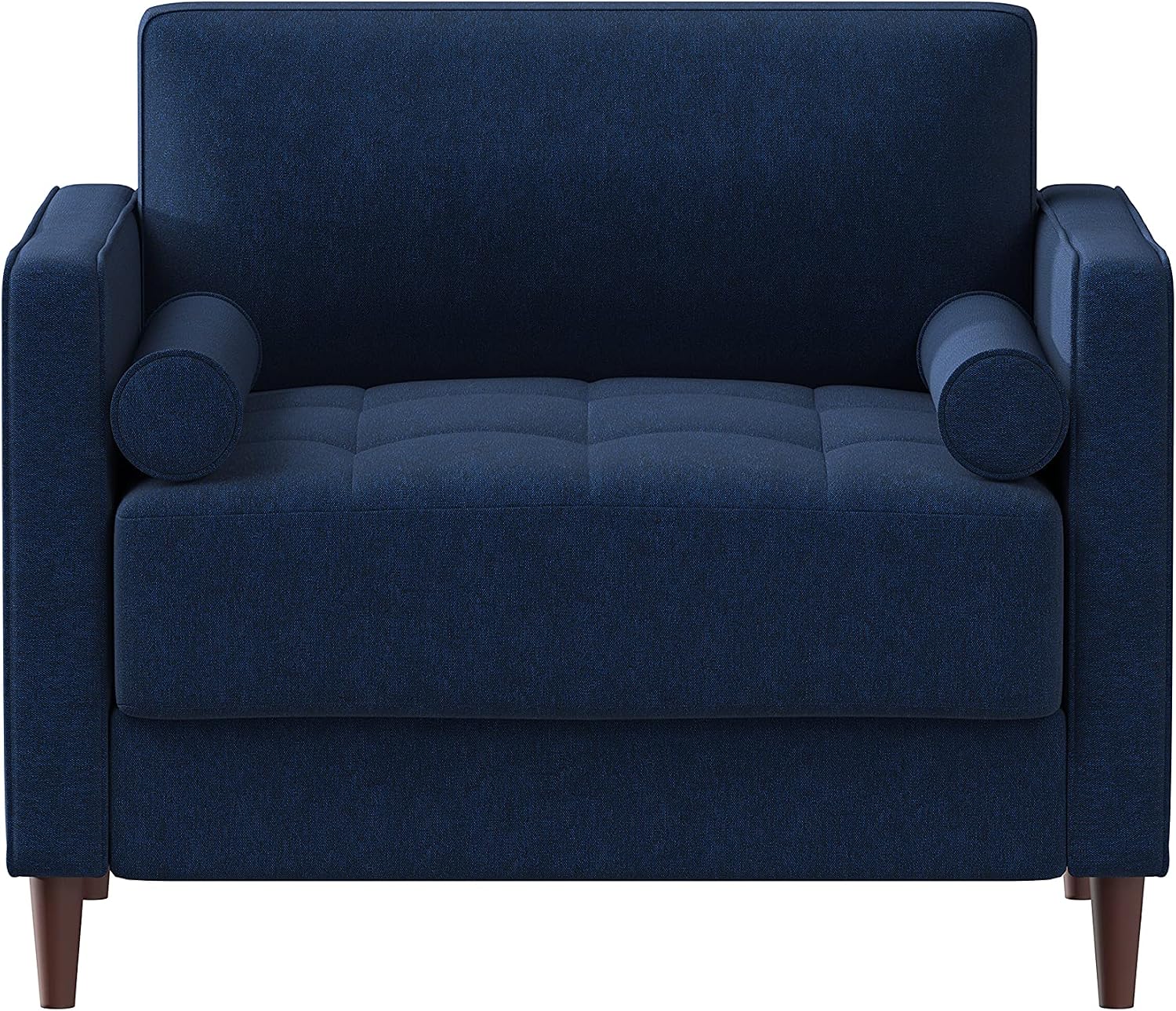 Studio Living® Lexington 39.4' Arm Chair, Mid-Century Modern, Pocket Coil Comfort, Easy Assembly, Woven Fabric, Navy Blue