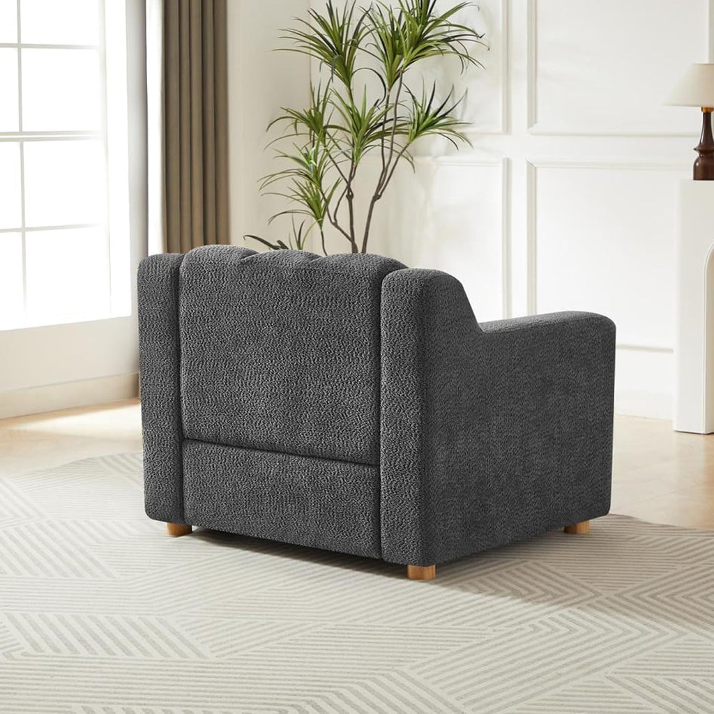 Mofolit Modern Accent Chair w/Chenille Fabric, 40' Wide Upholstered Single Sofa Armchair w/Deep seat for Bedroom,Apartment,Living Room Reading Room (1, Dark Gray)
