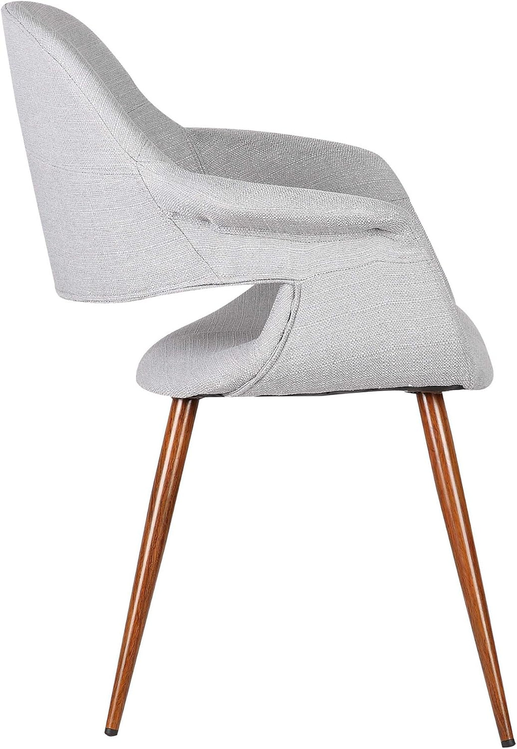 Armen Living Phoebe Mid Century Modern Accent Chair for Dining Table Kitchen Desk Vanity in Gray Fabric and Walnut Wood Finish