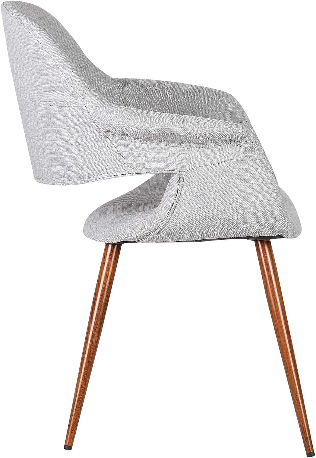 Armen Living Phoebe Mid Century Modern Accent Chair for Dining Table Kitchen Desk Vanity in Gray Fabric and Walnut Wood Finish