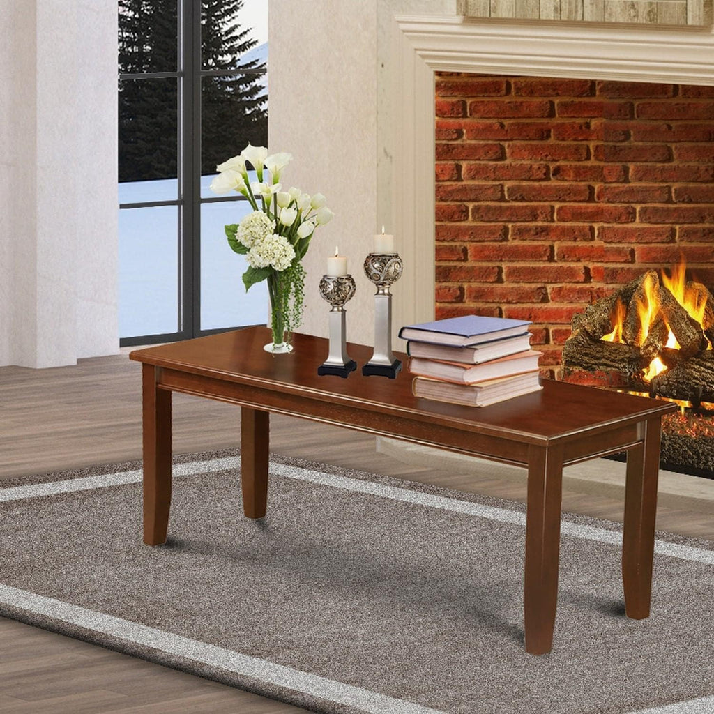 East West Furniture DUB-MAH-W Dudley Dining Table Bench with Wooden Seat, 51x15x17 Inch, Mahogany