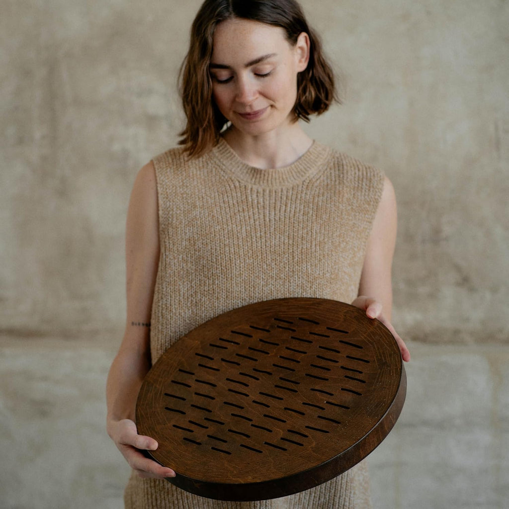 Water-Fall Disc — Wooden Ocean Drum, Storm, 16' (40 cm) | Long Water Ambience for Sound Bath, Meditation & Yoga | With Protective Bag