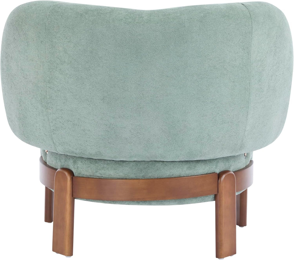 Christopher Knight Home Lily Solid Wood Wingback Accent Chair, Fabric Upholstered Club Chair, Curved Backrest Single Sofa, Comfy Reading Lounge Chair for Living Room, Soft Cushion Seating, Green