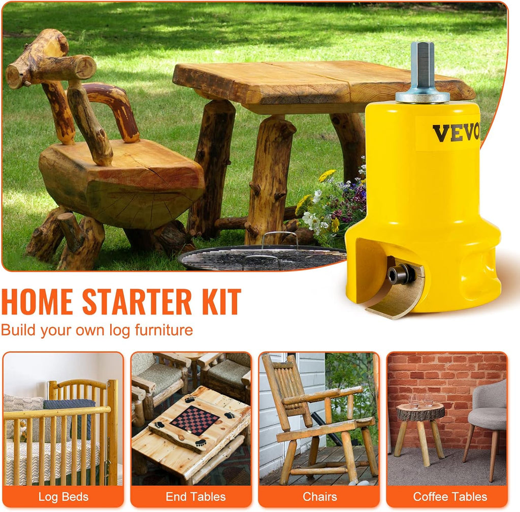 VEVOR Tenon Cutter, 1'/25.4mm & 1.5'/38mm & 2'/50.8mm, Premium Aluminum & Steel Log Furniture Cutter, with Dual Curved Blades & Button Screws Home Master Kit, Commercial Starter's Tool for Home DIY