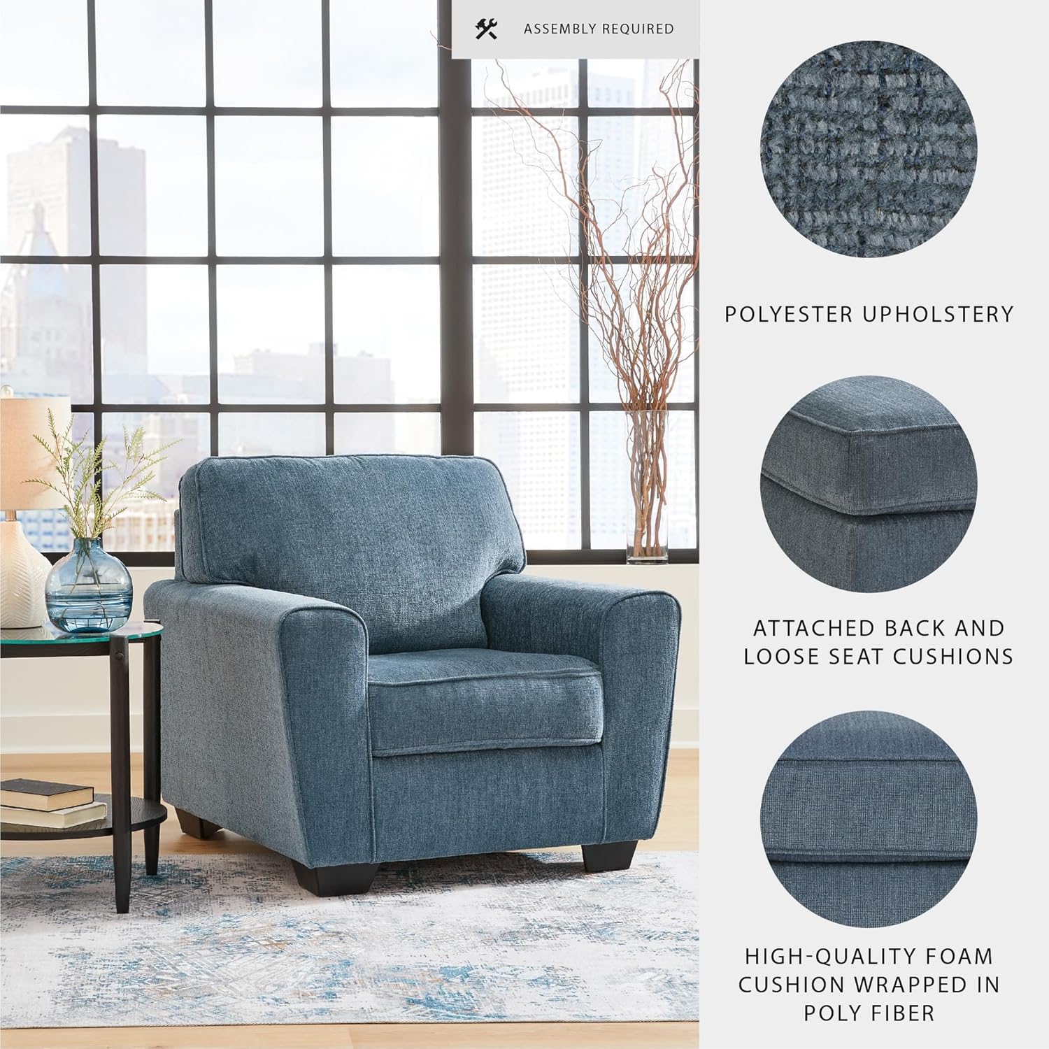 Signature Design by Ashley Cashton Modern Upholstered Chair, Blue