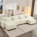 Oprisen 154' Modular Sectional Sofa, Comfy Cloud Couch Sectional Sofa with Ottoman, Chenille Sofa Sleeper Deep Seat Sofa with Throw Pillows for Living Room (Beige White, 154'- U Shape)