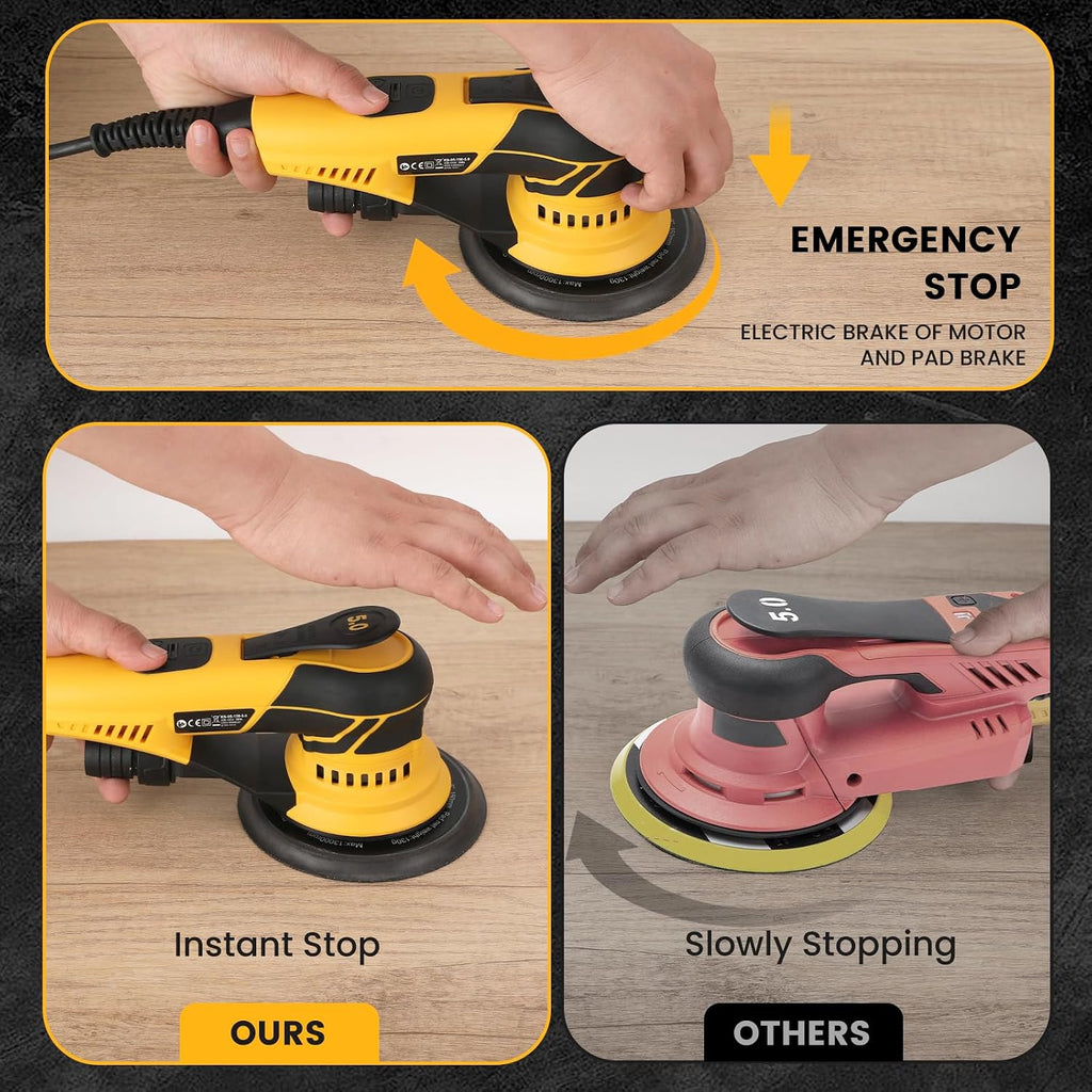 350W 3A Electric Random Orbital Sander with Pluggable Wire, Central Vacuum, Sanders for Woodworking, Primary Wood and Panel Processing