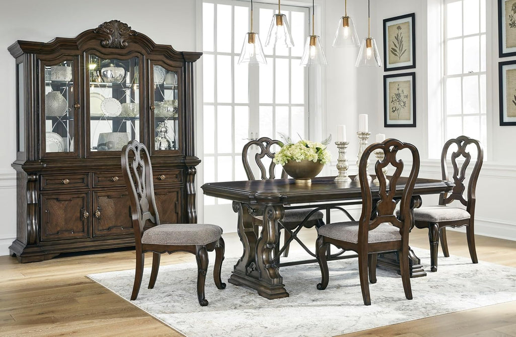 Signature Design by Ashley Maylee Classic Upholstered Armless Dining Chair, Set of 2, Dark Brown