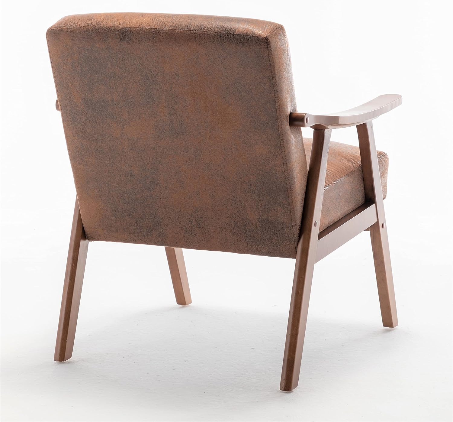 Container Furniture Direct Accent Chair with Microfiber Upholstery and Solid Wood Frame, Classic Mid-Century Modern Living Room Furniture for Extra Seating, Brown