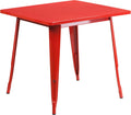 Flash Furniture Felix Commercial Grade 31.5' Square Red Metal Indoor-Outdoor Table