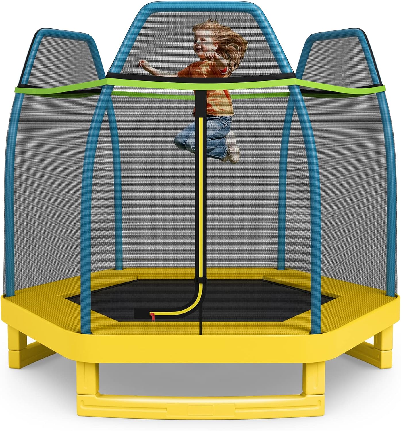 Giantex 7 Ft Trampoline for Kids, Heavy Duty Steel Frame Small Mini Toddler Trampoline, Great Gifts for Boys Girls, Outdoor Indoor Kids Trampoline with Net, for Age 3-8
