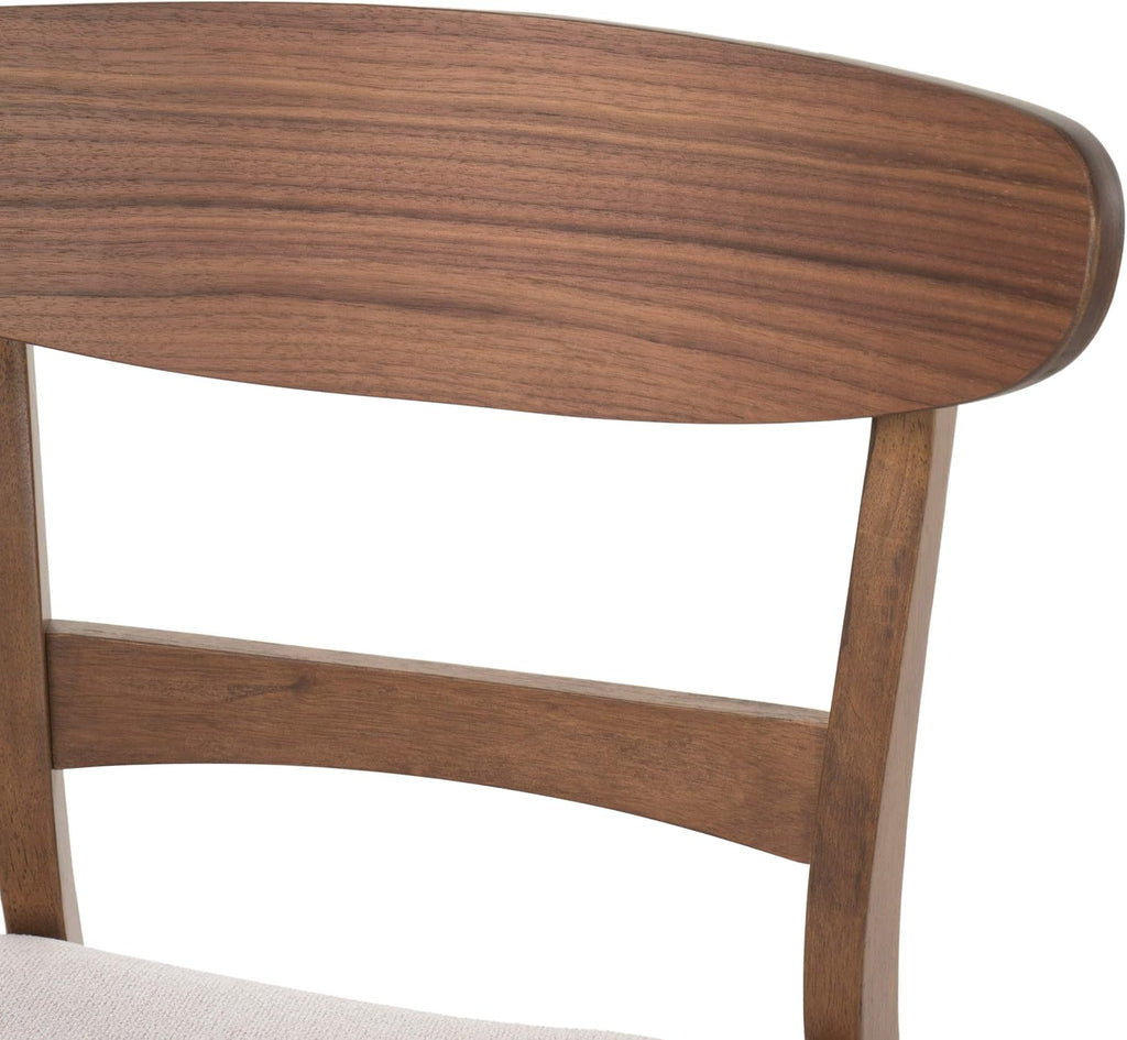 Christopher Knight Home Helen Mid-Century Modern Dining Chairs (Set of 4), Polyester,Rubberwood, Light Beige, Walnut