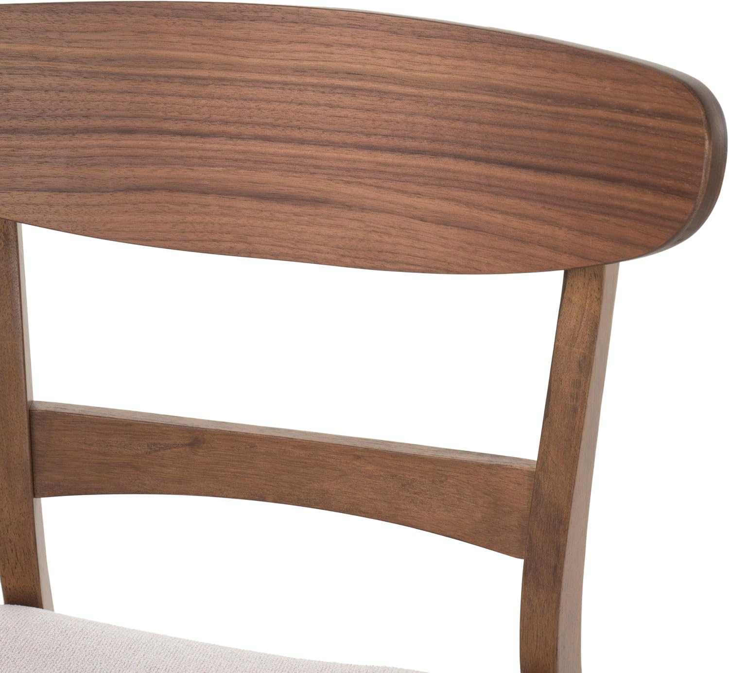 Christopher Knight Home Helen Mid-Century Modern Dining Chairs (Set of 4), Polyester,Rubberwood, Light Beige, Walnut