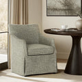 Martha Stewart London Dining Chair - Solid Wood & Plywood, Skirted Metal Base Accent Armchair, Lumbar Pillow -Modern Classic Family Dining Room Furniture 25' W x 26' D x 34' H, Grey