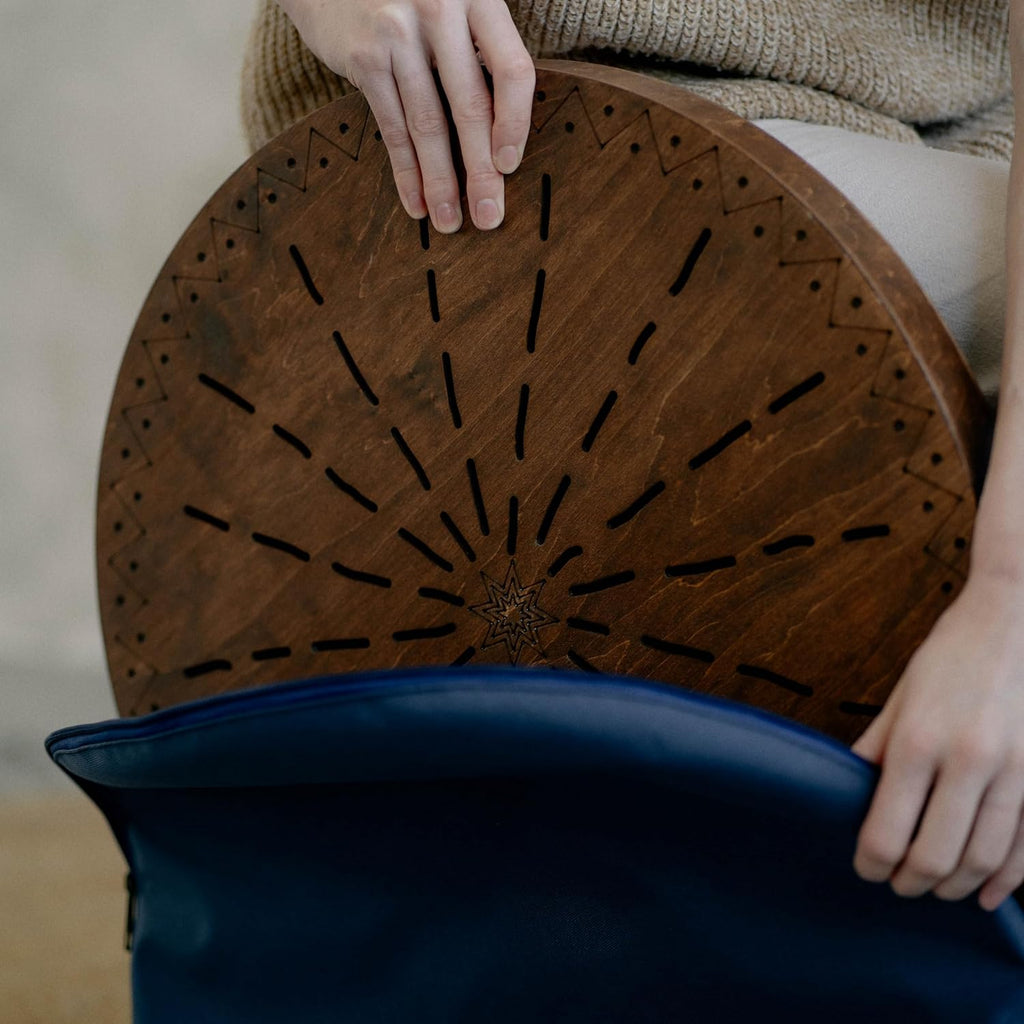 Water-Fall Disc — Wooden Ocean Drum, Geyser, 19.5' (50 cm) | Deep Ocean Waves & Waterfall Sound for Sound Bath, Meditation & Sleep | With Protective Bag