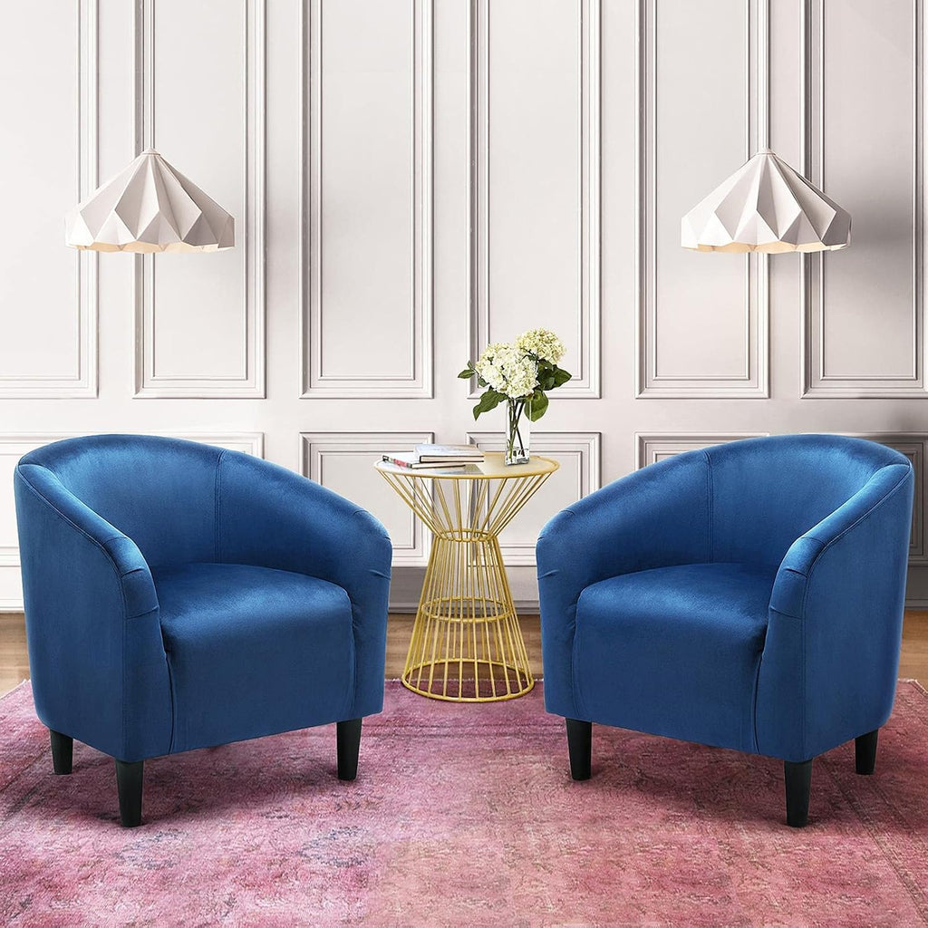 Yaheetech Accent Barrel Chair, Velvet Club Chair, Furry Sherpa Elegant Armchair with Cozy Soft Padded, Suitable for Living Room Bedroom Reception Room Office, Pagoda Blue