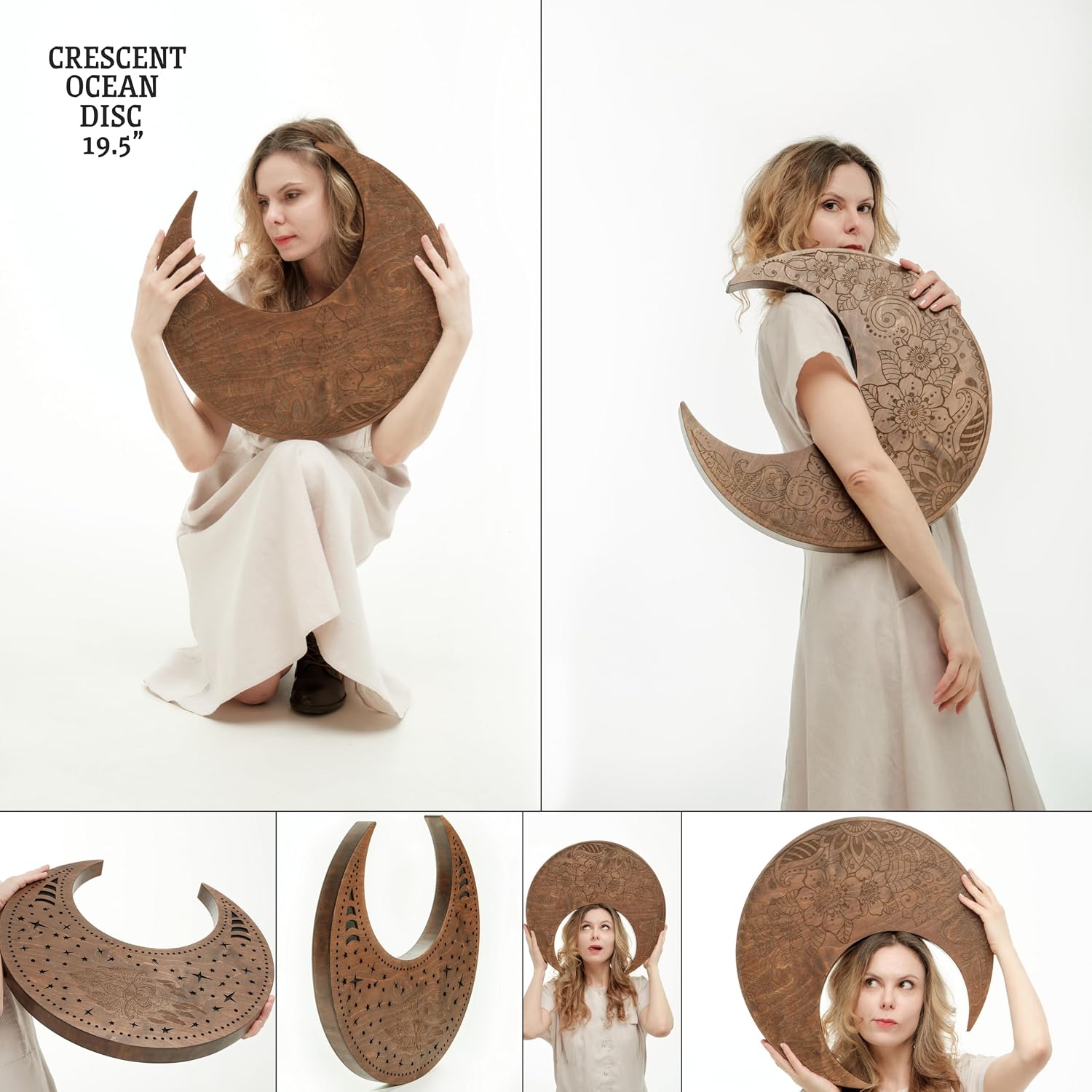 Crescent Ocean Disc 19.5 Inch (50 cm), Handmade Wooden Ocean Drum for Sound Healing, Meditation, Yoga & Sound Bath, With Soft Carry Bag
