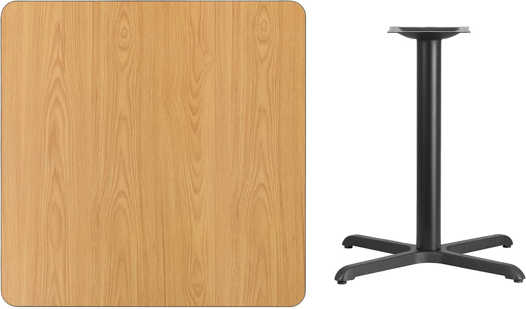 Flash Furniture 36'' Square Natural Laminate Table Top with 30'' x 30'' Table Height Base