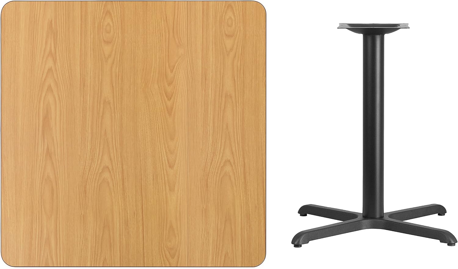 Flash Furniture 36'' Square Natural Laminate Table Top with 30'' x 30'' Table Height Base