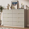 MAISONARIA Beige Dresser for Bedroom, 8 Drawer Double Dresser, Modern Chest of Drawers for Bedroom, Living Room, Entryway and Closet, 55' L x 15.7' D x 37.4' H