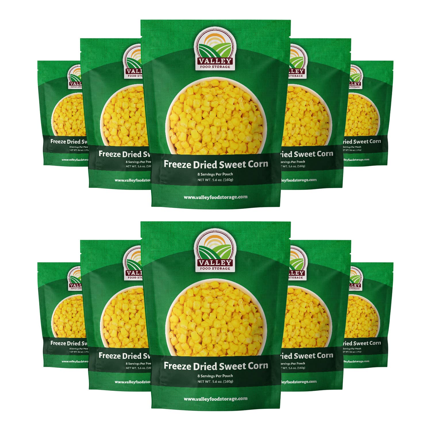 Valley Food Storage Freeze Dried Sweet Corn | 10-Bag Bucket, 56 oz | Premium Emergency Food Supply, 25 Year Shelf Life | Long Term Food Storage, Camping Meals & Prepper Supplies | Packaged in USA