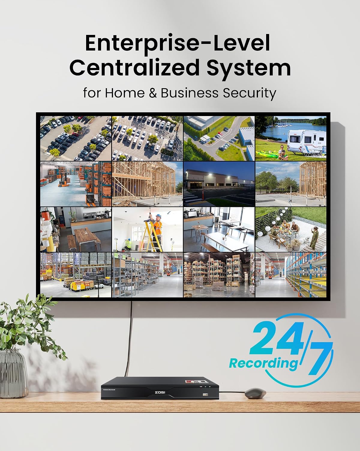 ZOSI 32CH 4K PoE Security Camera System, 16pcs 8MP Outdoor Indoor IP Cameras, Face Person Vehicle Detection, 2 Way Audio, Spotlight Siren, 32 Channel 4K NVR with 4TB HDD for 24/7 Recording