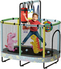 LAMERGE 55' 7-in-1 Round Trampoline for Kids Boys & Girls Ages 1-8, Indoor & Outdoor Trampoline for Fun, Adjustable Height Handrail ＆ Enclosed Safety Net ＆ Durable Designs for Toddlers Children